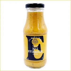 Pfirsich-Senf-Sauce, fruchtig, Senfaroma, leichter Schärfe